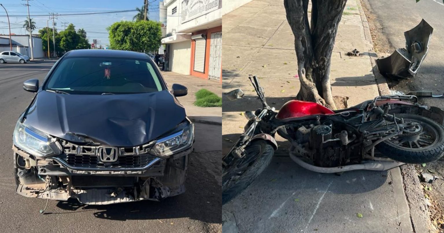 No hace alto motociclista y es embestido por automóvil; sufrió delicada ...