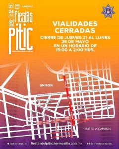 Policía de Hermosillo anuncia cierre vial en el centro de la ciudad a partir del jueves