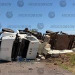 Se duerme conductor de grúa y vu3lca por la Meridiano